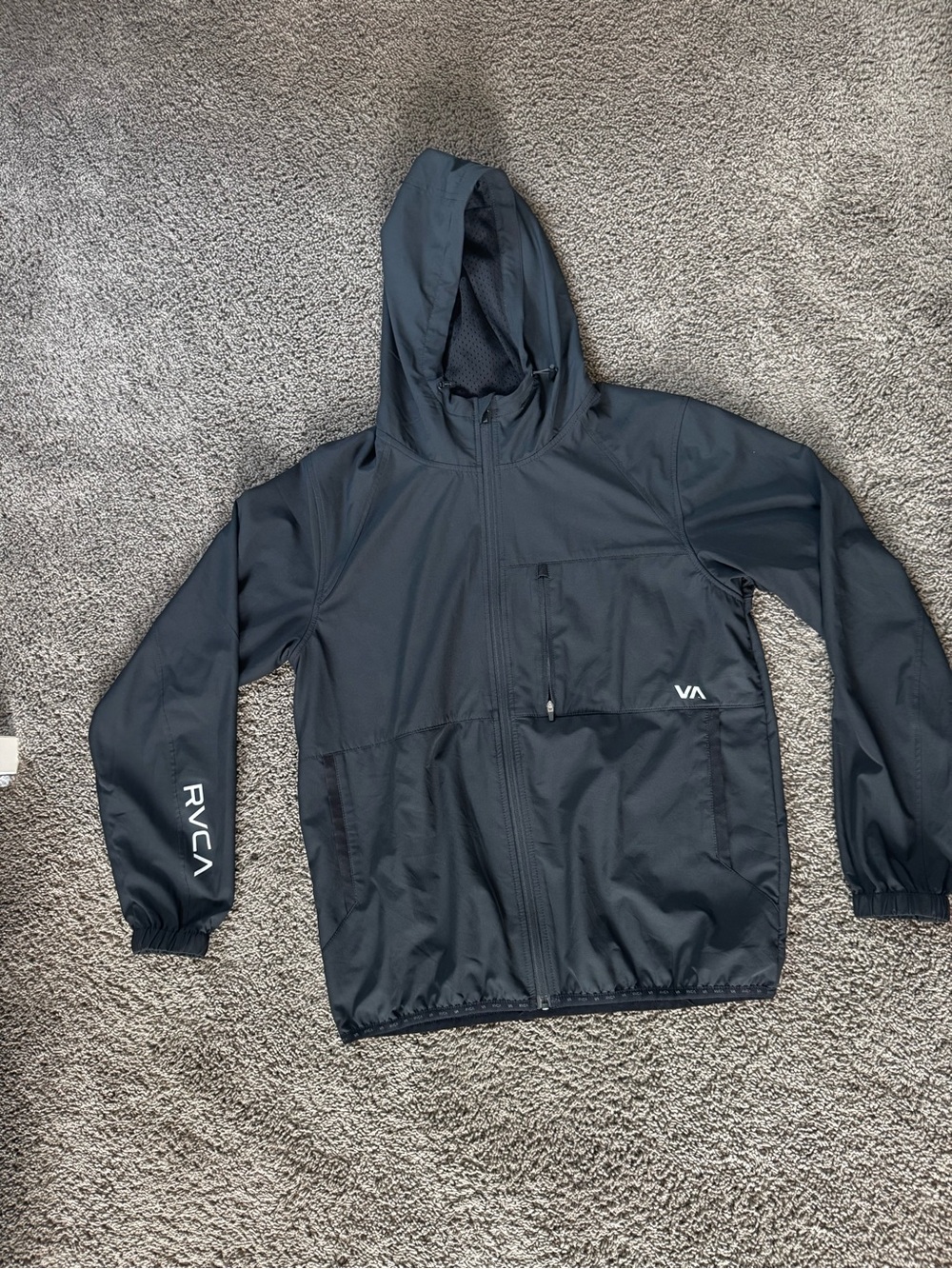 RVCA mens Black Hooded Windbreaker Jacket